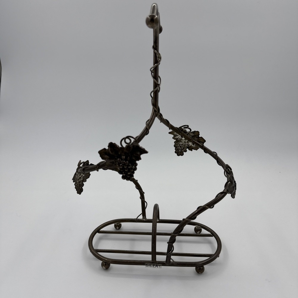 Vintage French Silea Silver Plated Double Wine Bottle‎ Holder With Grapevine